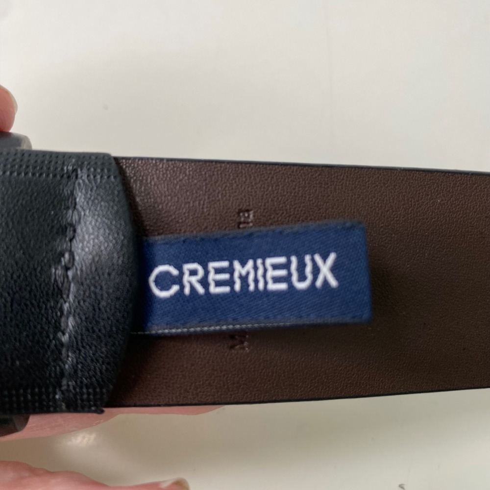 Cremieux Mens Black Full Grain Leather Dress Belt Size 38 Gunmetal Buckle - Picture 3 of 10